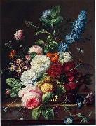 unknow artist, Floral, beautiful classical still life of flowers 08